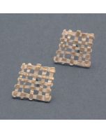 “Lattice” Large Untarnished Silver Ear Studs