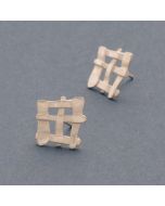 “Lattice” Small Untarnished Silver Ear Studs