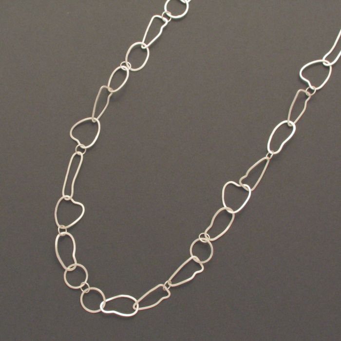 Silver necklace irregular links: rank, real silver, dreamy