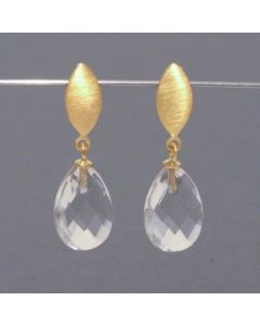 Faceted Rock Crystal Teardrop Earrings