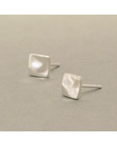 Silver Wavy Square Ear Studs