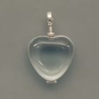Heart-shaped glass locket, silver