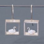 “White Swan” Silver Earrings