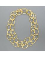 Long necklace with navette eyelets, gold plated