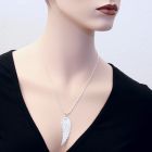 Large Angel Wing Silver Pendant