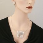 “Lattice” Large Untarnished Silver Pendant