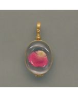 Oval-shaped glass locket, gold-plated