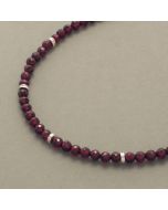 Faceted Garnet Bead Necklace with Silver