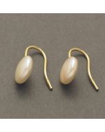 Drop earrings flat Pearl, gold-plated