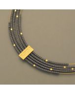5-row Hematite necklace, gold-plated