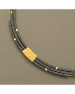 3-row Hematite necklace, gold-plated