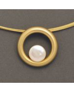 pendant flat Pearl, gold-plated