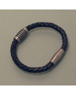Braided leather bracelet with titanium pendant and clasp
