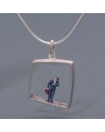 “Watching the Clock” Silver Pendant