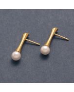 earrings gold-plated with Pearl at a rod,