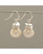 White Pearl Earrings with Silver
