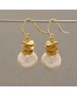 White Pearl Earrings with Gilded Silver