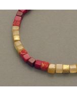 “Sun” Cubed Gemstone Necklace with Gilded Silver
