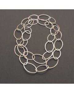 Long silver necklace with marquise shape links