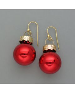 Earrings Christmas ball, red