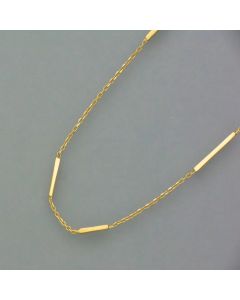Delicate gold necklace with small tube-shaped links