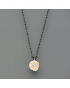 Blackened necklace with diamond, patina