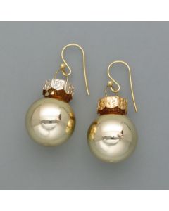 Christmas ball earrings, shiny gold