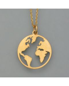 Earth globe on necklace in gold-plated silver