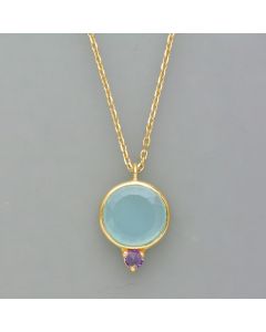 Duo necklace with chalcedony and amethyst
