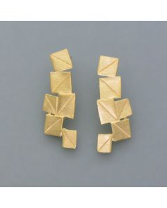 "Four corners" earrings, large, gold-plated