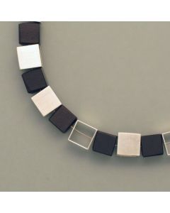 Necklace with Ebony and Silver Cubes