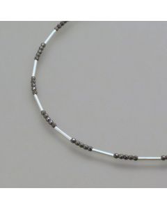 Delicate Silver and Faceted Hematite Gemstone Necklace