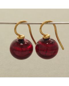 Red Murano Glass Bead Earrings