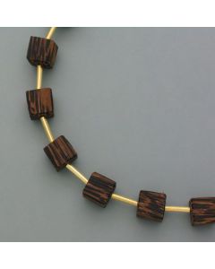 New necklace with cubes made of zebrawood