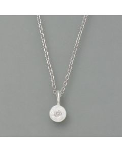 Small diamond pendant on a silver necklace