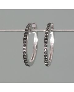 White gold hoops with black diamonds
