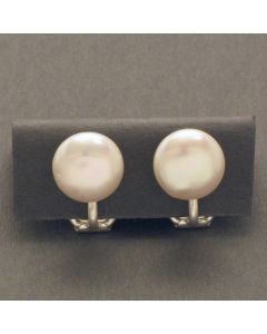 Flat Pearl Silver clip earrings
