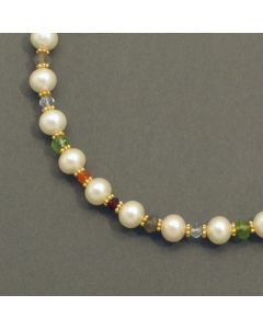 Necklace cultured Pearl / different gemstones