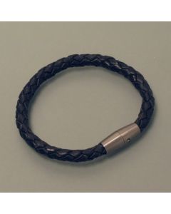 Braided leather bracelet, titanium clasp