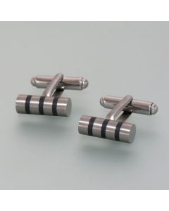 Cufflinks titanium with enamel strips