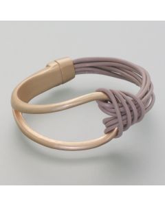 Rose-Colored Brass Bangle with Leather