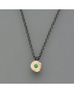 Blackened necklace with tsavorite, patina