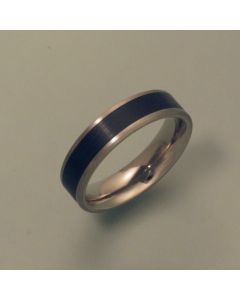 Titanium ring, black enamelled