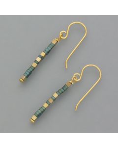 Delicate earrings hematite, green-gold