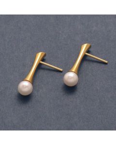 earrings gold-plated with Pearl at a rod,