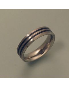 Titanium ring enamelled stripes