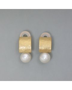 Pearl ear clips with gold plated silver