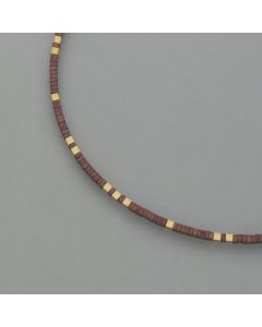 Delicate necklace hematite, brown-golden