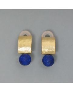 Clip earrings, lapis lazuli and gilded silver