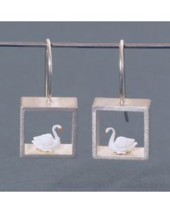 “White Swan” Silver Earrings